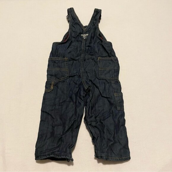 Denim Oshkosh Overalls for Baby Red Fleece Lined Size 18 Months - Picture 6 of 6